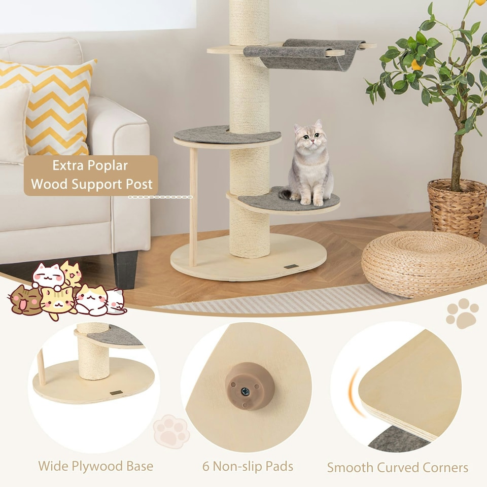 image 1 of COSTWAY Cat Tree 120 CM Multi-layer Cat Tower with Hammock