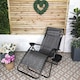 image 3 of Multi Position Garden Gravity Relaxer Chair Sun Lounger with Sun Canopy in Grey