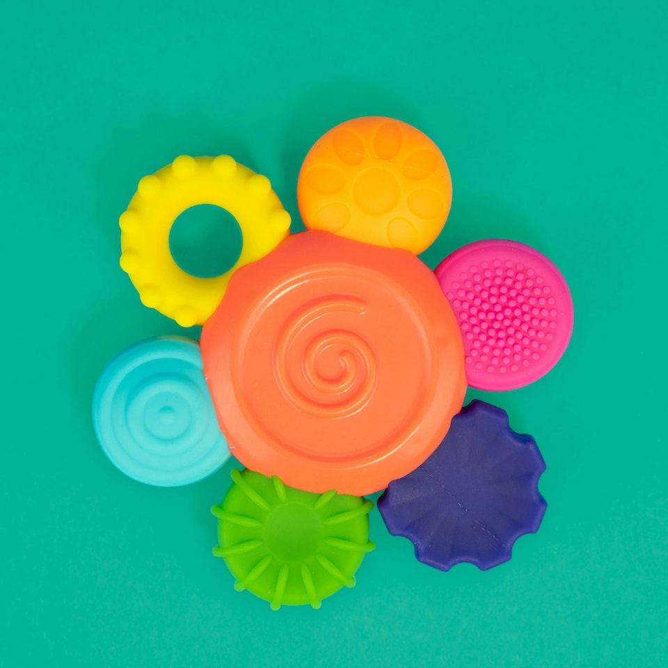 image 1 of Sassy Silicone Flower Rattle Teether