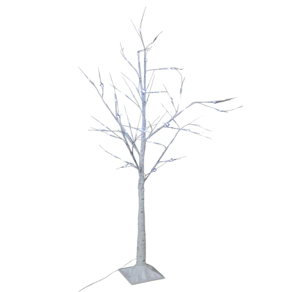 image 1 of 2.4m (8ft) Indoor Outdoor Christmas Lit Birch Tree with 136 Ice White LEDs