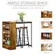 image 7 of HOMCOM 3 Piece Industrial Style Bar Table Set, Pub Dining Table Set Bar Height Table and 2 Stools with Storage Shelf for Kitchen, Living Room, Rustic Brown