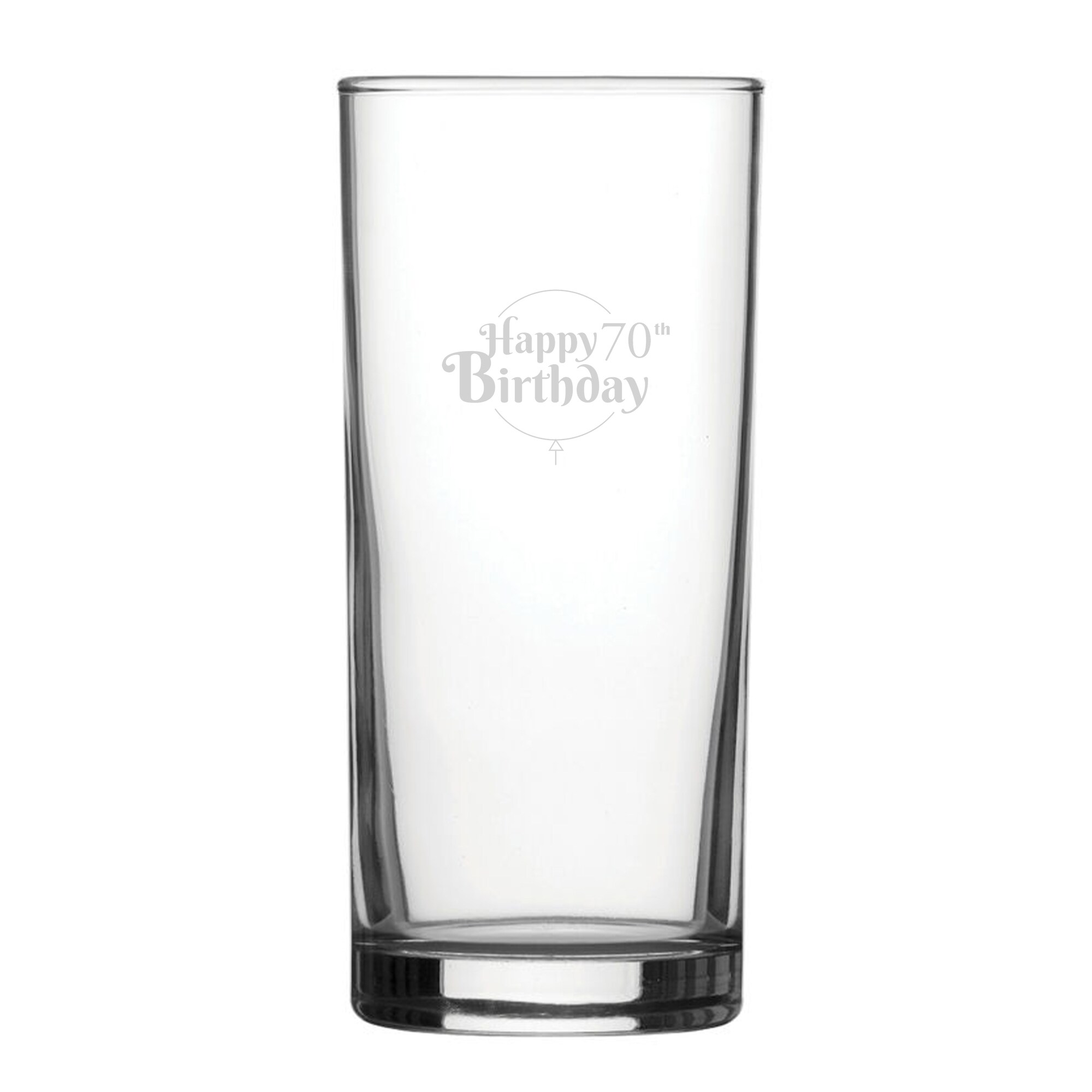 Personalised Happy 70th Birthday Balloon Design Hiball Glass