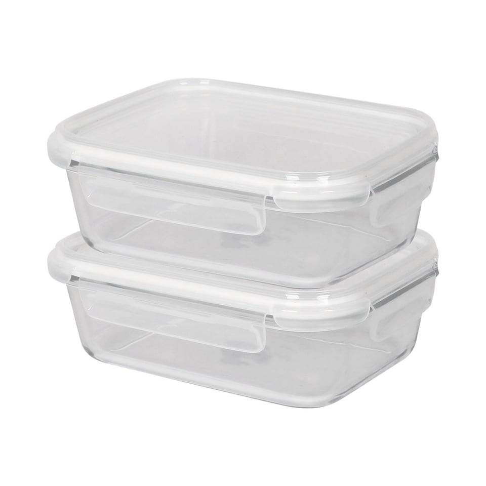 image 1 of Harbour Housewares Glass Food Storage Containers with Lids - 1 Litre - Pack of 2