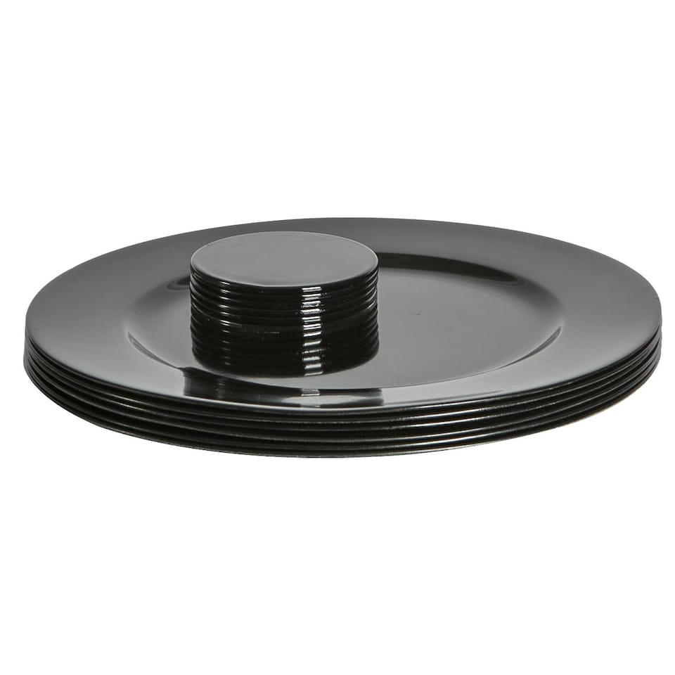 image 1 of Argon Tableware 12 Piece Metallic Charger Plates Set - Black | Black | Black