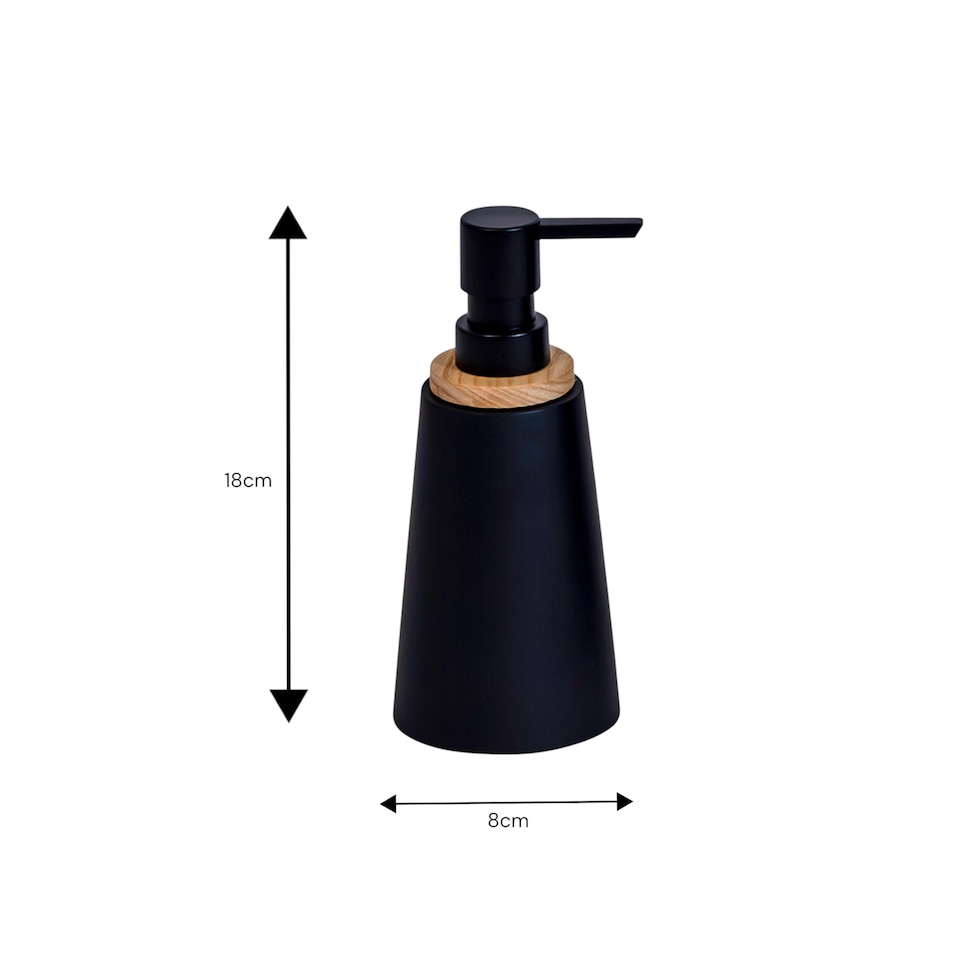 image 1 of Showerdrape Sonata Black & Bamboo 3 Piece Bathroom Accessory Set | Black | Black | 1
