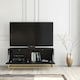 image 3 of TV Unit 100cm Black Matt Fluted Fronts with Gold Metal Base Black