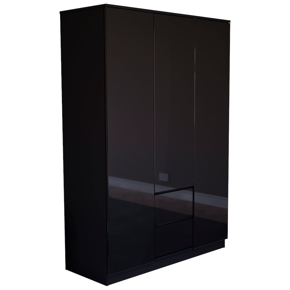 image 1 of Vida Designs Glinton 3 Door 2 Drawer Wardrobe With Clothes Rail, Black