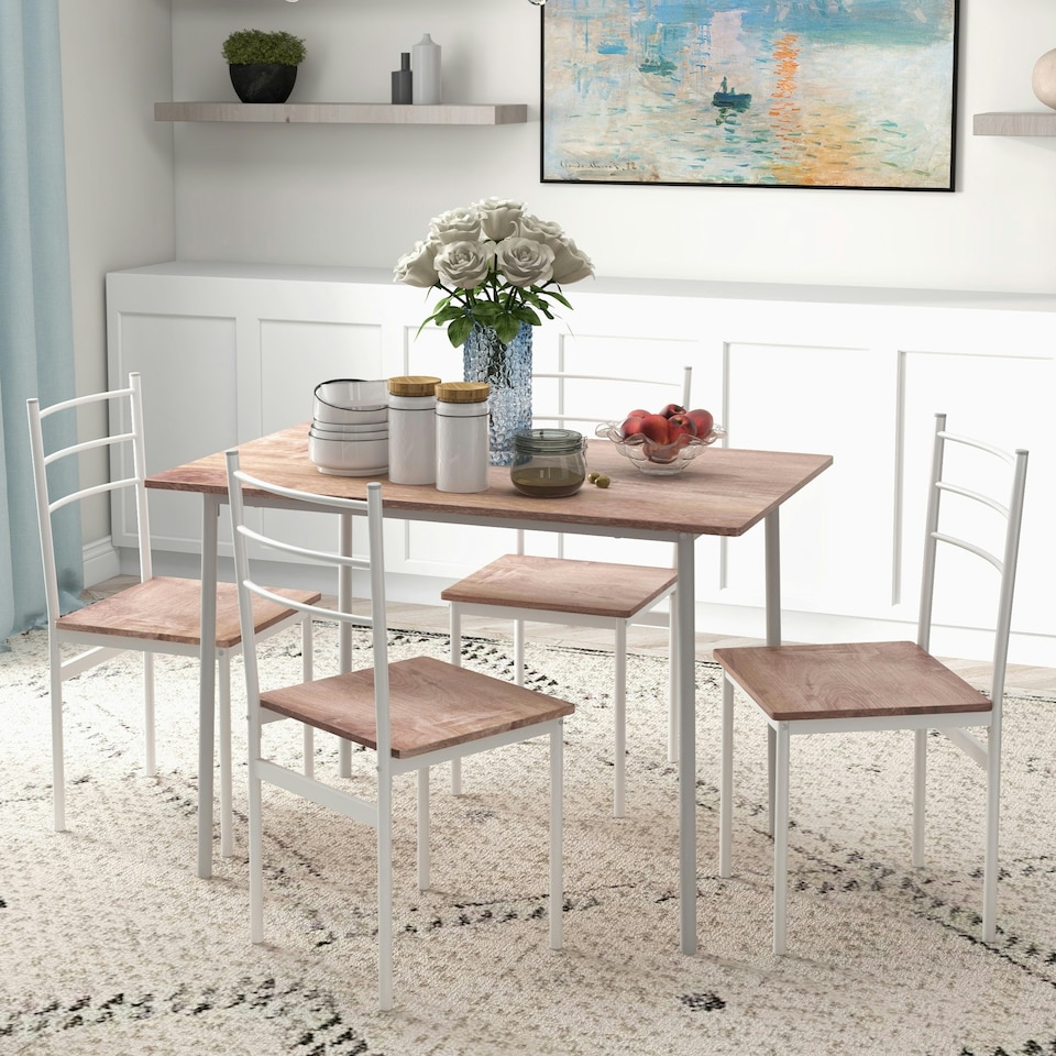 image 1 of HOMCOM 5 Piece Dining Table and Chairs Set, Space Saving Table