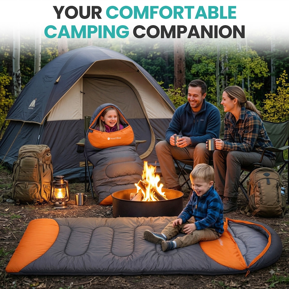 image 1 of 300GSM Sleeping Bag for Adults, Waterproof Camping Gear - 4 Season