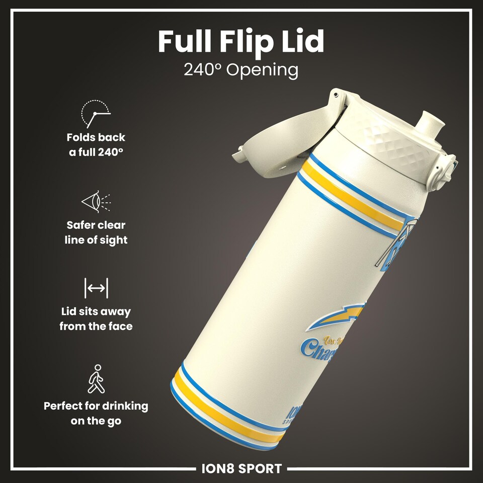 image 1 of NFL x Sports, Vacuum Insulated Steel Bottle, Series, 750ml (24oz) | Cream | NFL Throwback Chargers | One Size