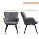 image 3 of Yaheetech Modern Pleated Curved Back Fabric Accent Chair Grey