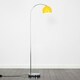 image 2 of ValueLights Polished Chrome Curved Stem Floor Lamp With Gloss Yellow Metal Dome Light Shade