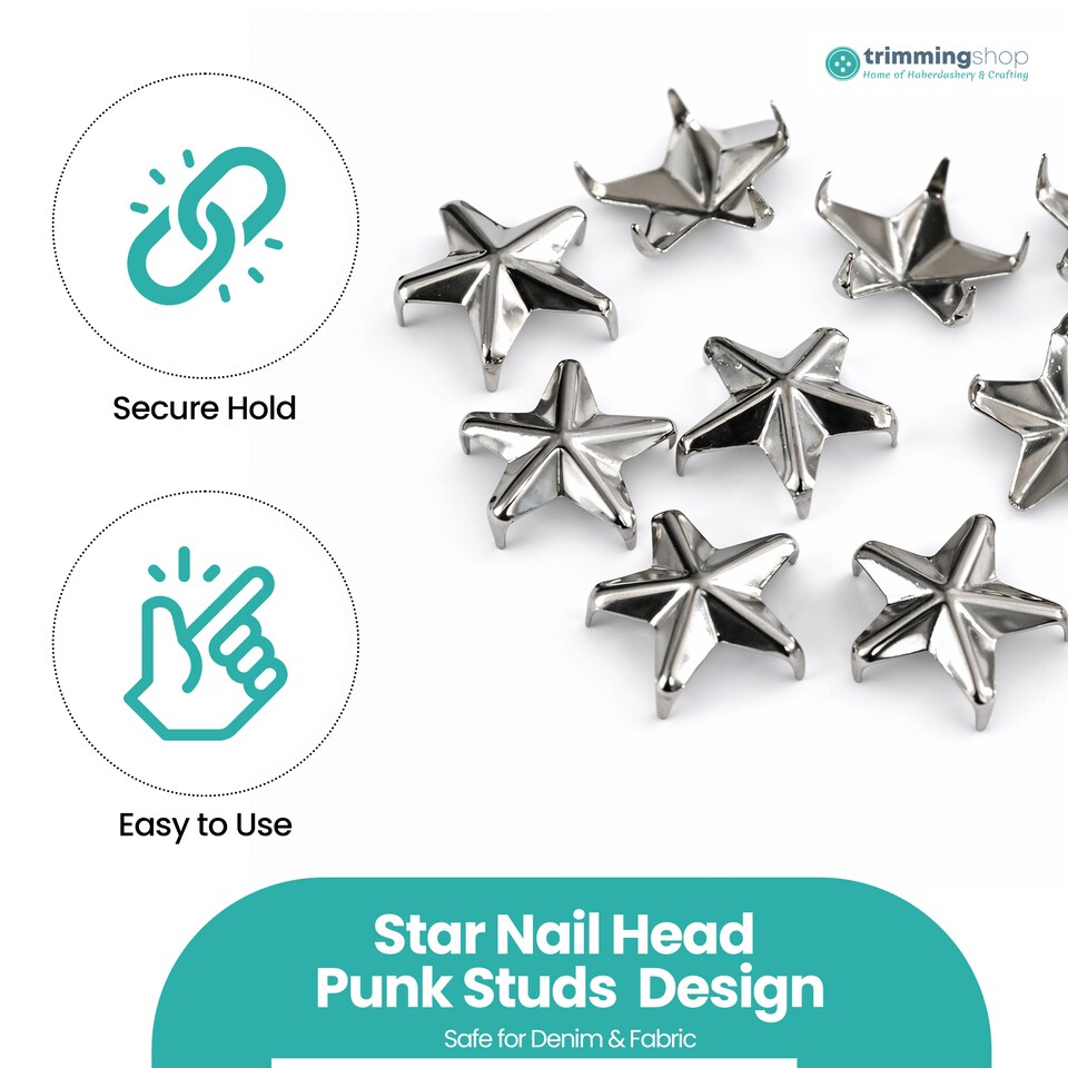 image 1 of 11mm Star Shaped Studs with Back Pin Rivets for DIY Leathercraft- 50pcs