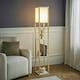 image 4 of ValueLights Struttura Oak Shelving Floor Lamp with Fabric Shade