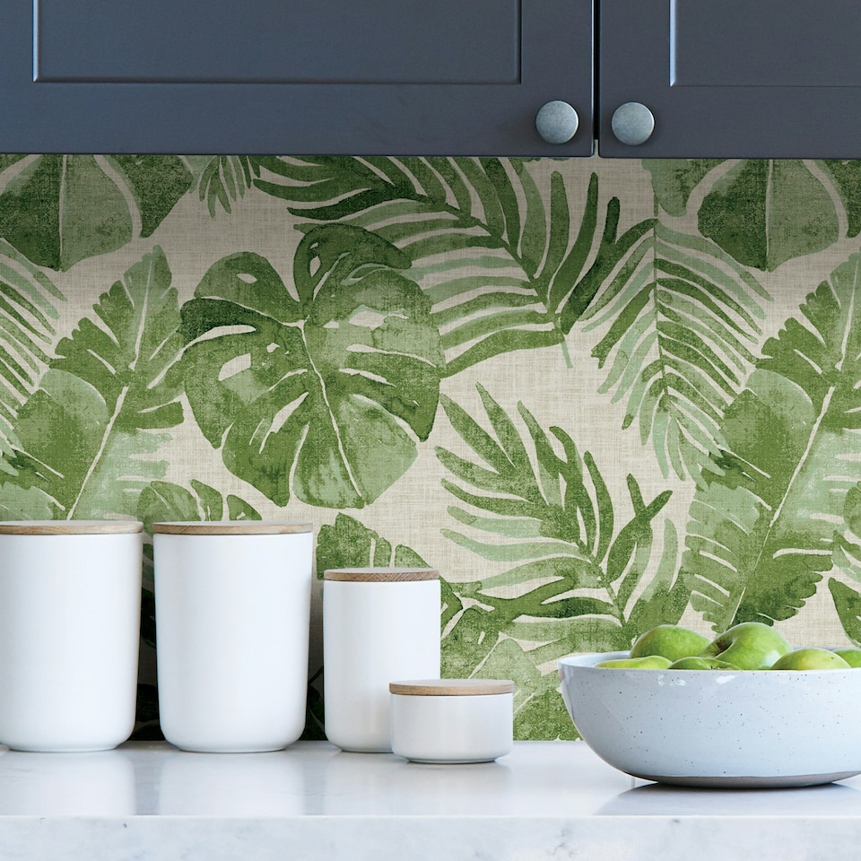 image 1 of NuWallpaper NU3670 Tortola Peel & Stick Wallpaper, Green Multi