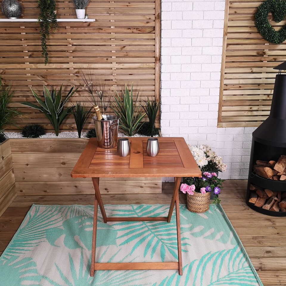 image 1 of Windermere Outdoor 4 Person Folding Square Wooden Table