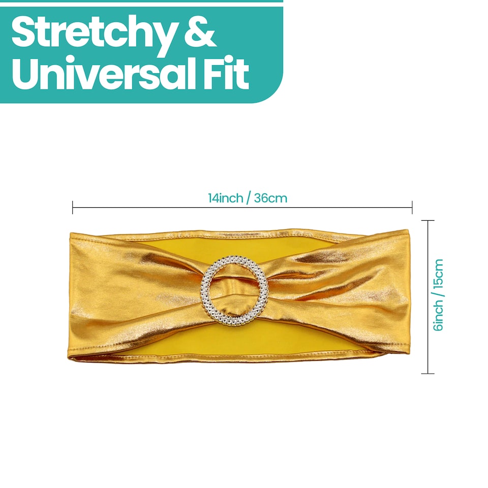 image 1 of 36cm x 13cm Synthetic Fabric Shiny Chair Band with Buckle - 1pc