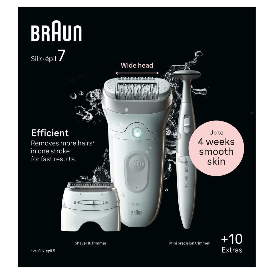 image 1 of Braun Silk-épil 7,  Epilator For Easy Hair Removal, Lasting Smooth Skin, 7-241, White/Silver