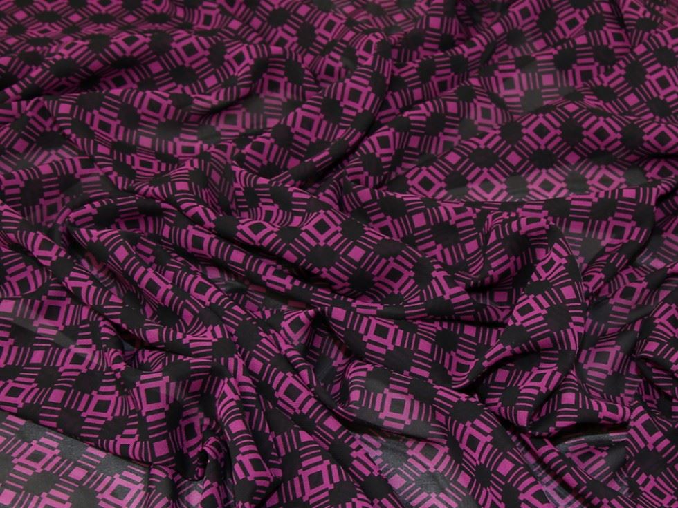 John Kaldor Fuchsia & Navy Ice Sheer Chiffon Dressmaking Fabric, 145cm / 57" Wide - per metre