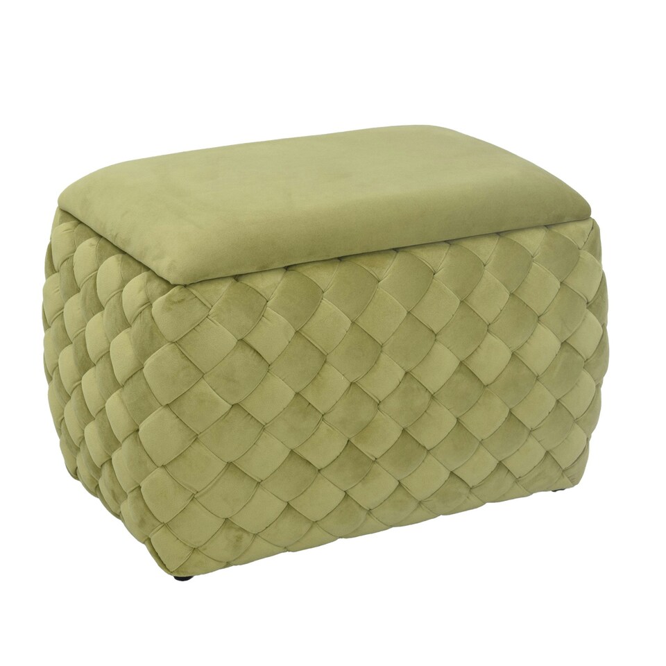 image 1 of Plumeo Velvet Storage Ottoman - Green