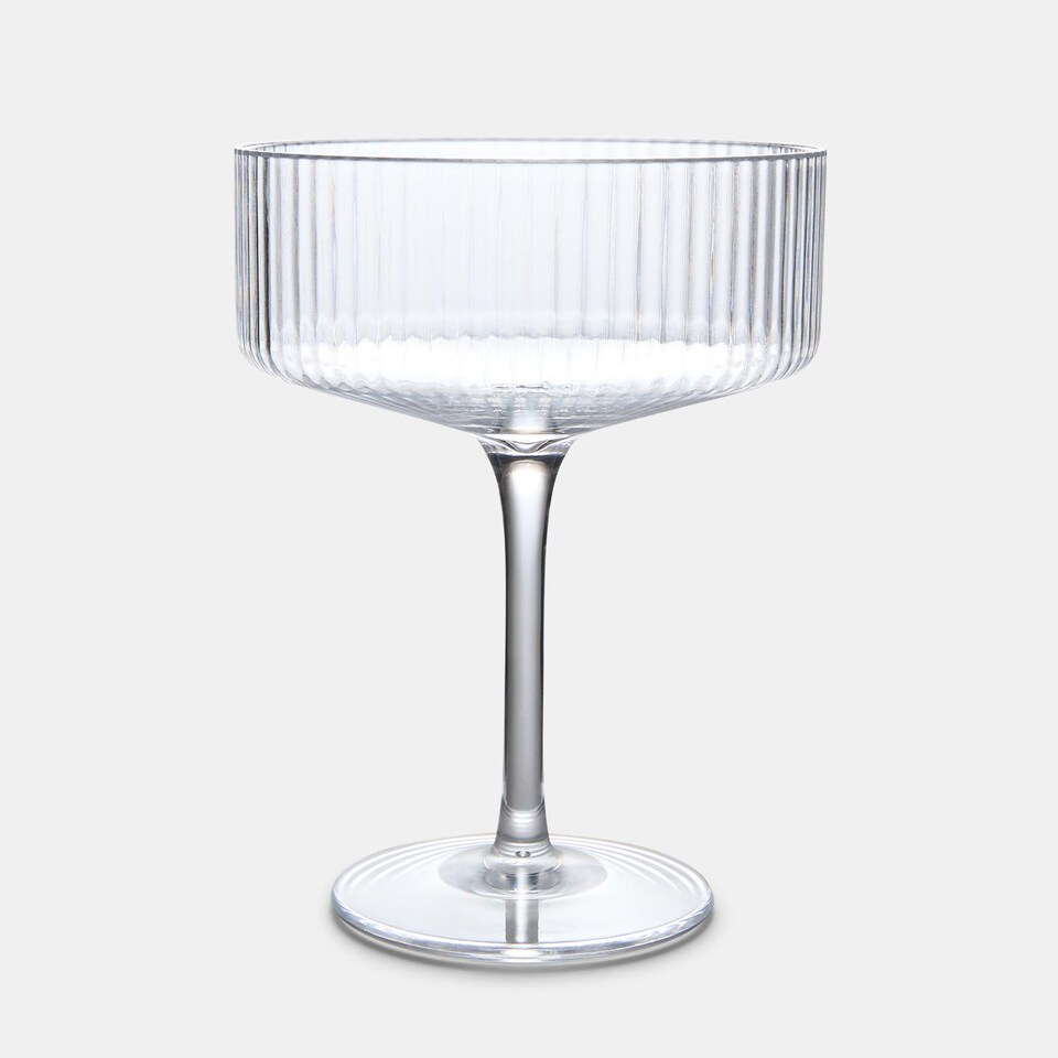 image 1 of OHS Set of 4 Ribbed Plastic Champagne Cocktail Glasses Reuseable Party Flute