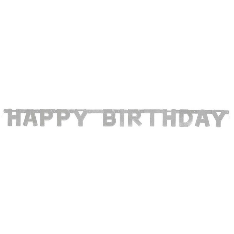 Unique Party Shine Happy Birthday Banner - Silver - One Size