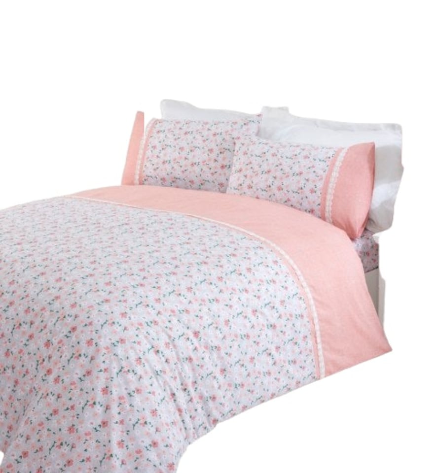 image 1 of Penelope Floral Polycotton Duvet Cover Set with Pillowcase | Pink | King | 1