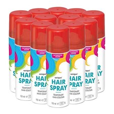 Bright Red Temporary Hair Spray Cans 133ml - Pack of 12
