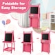 image 7 of COSTWAY Foldable Easel Kids 3-in-1 Double-sided Art Easel w/Chalkboard-Pink