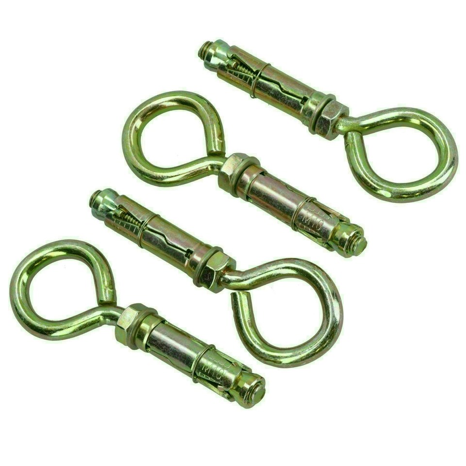 image 1 of 10mm Closed Hook Eye Bolts Rawl Shield Wall Anchor Expansion Brick Stone 20pc