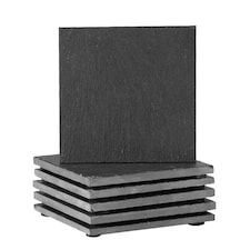 Argon Tableware Linea Square Slate Coasters - 10cm - Pack of 6