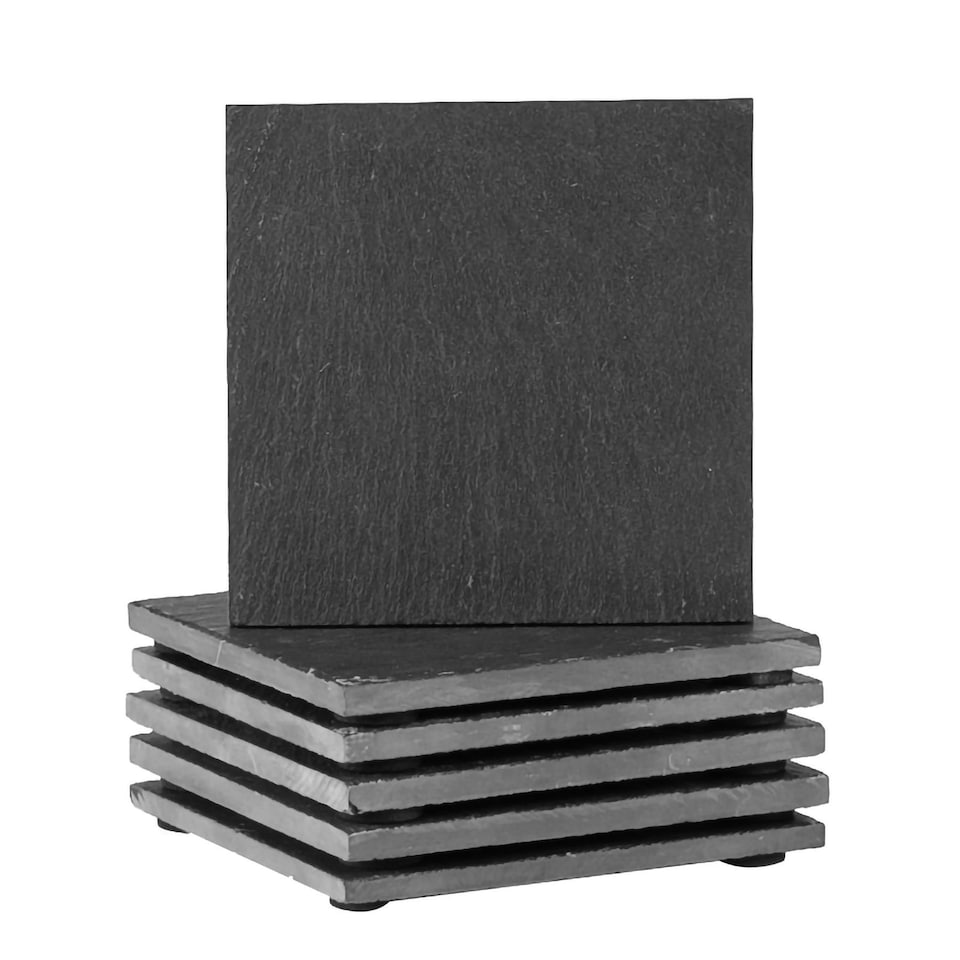 image 1 of Argon Tableware Linea Square Slate Coasters - 10cm - Pack of 6