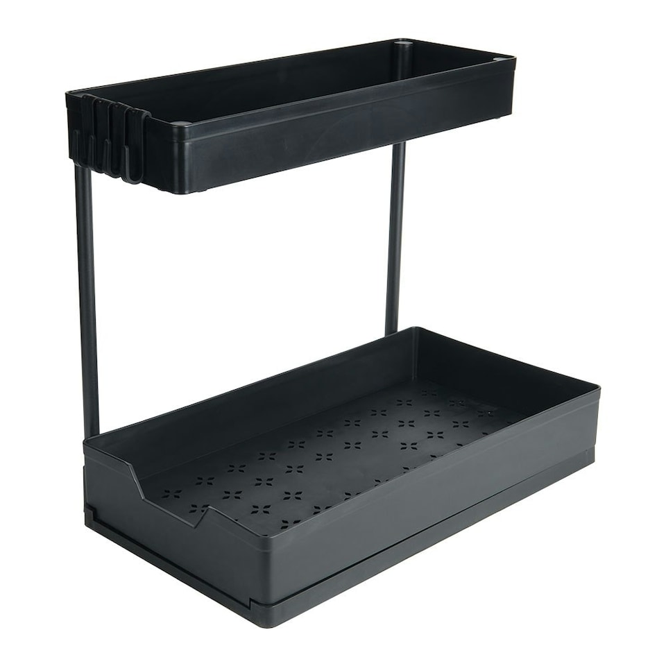 image 1 of Living and Home Multi-functional Plastic Pull Out Kitchen Storage Rack | Black
