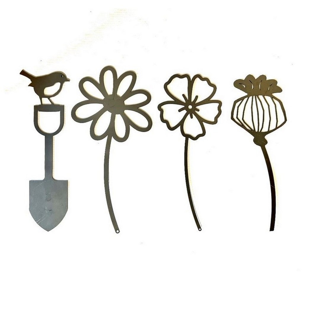 Poppyforge 300 mm 2D Pot Decor (Set of 4) - Bare Metal/Ready to Rust in Grey