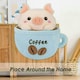 image 4 of Pig Coffee Cup Soft Toy Cute Plushie Huggable Cuddly Stuffed Toy 20cm Blue