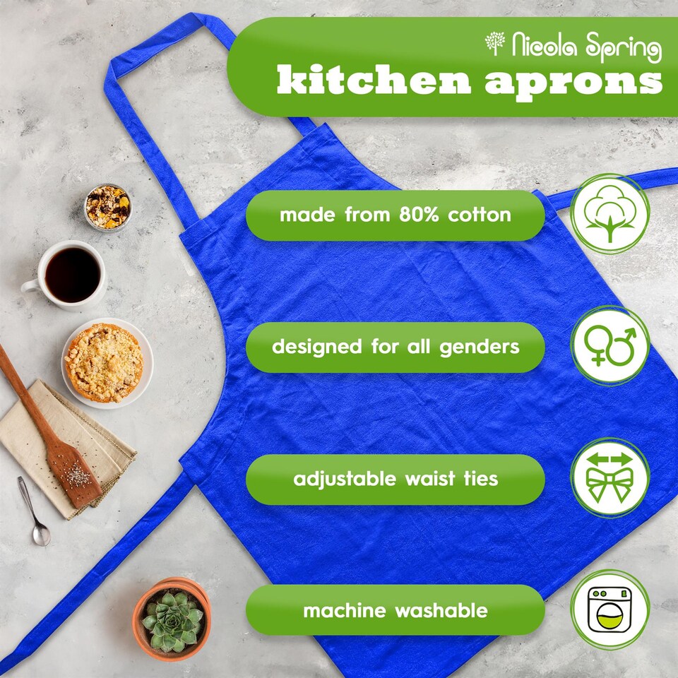 image 1 of Nicola Spring Cotton Kitchen Bib Apron - One Size - Royal Blue
