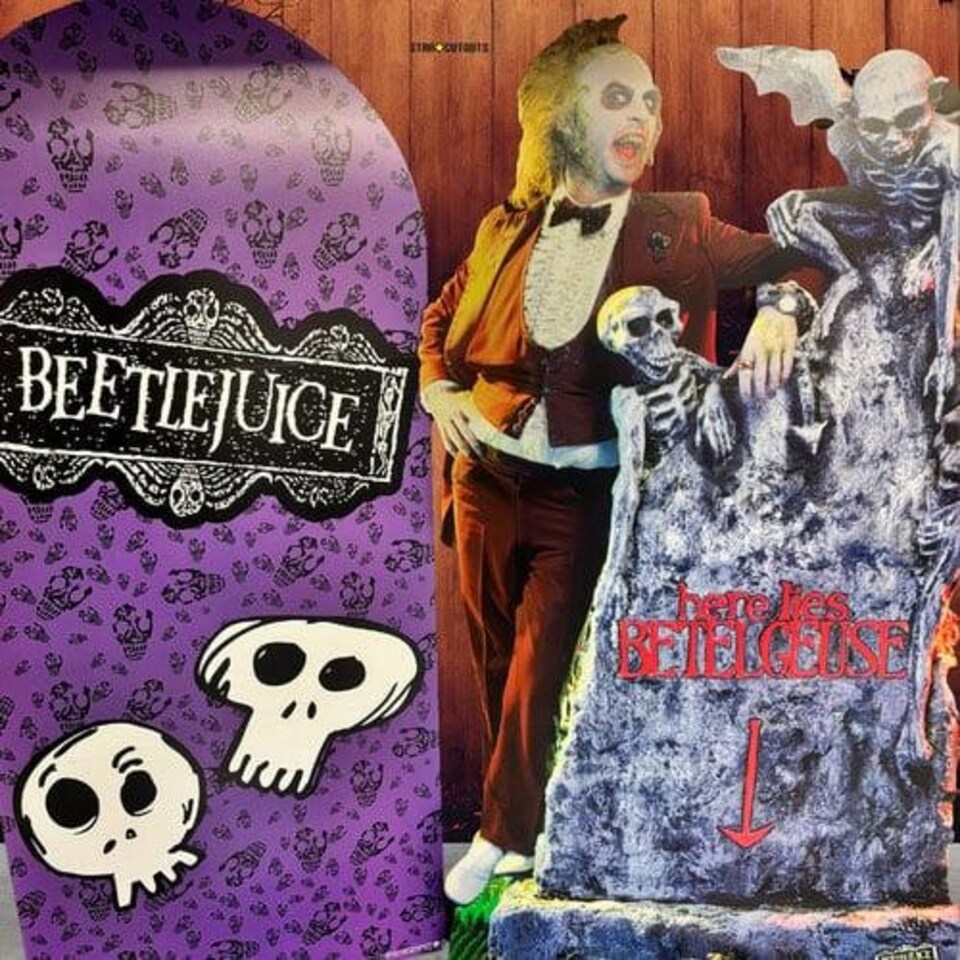 image 1 of Beetlejuice 1988 Purple Single Backdrop Cardboard Cutout 185cm