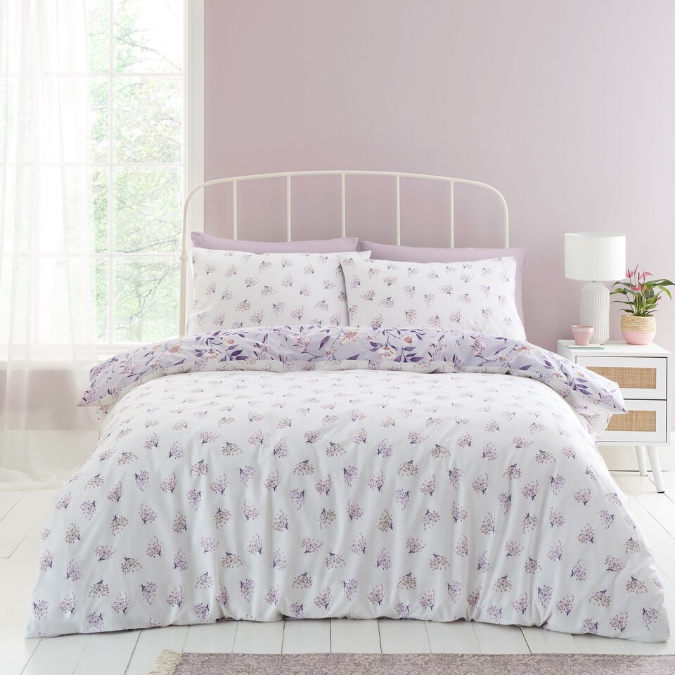 image 1 of Isadora Floral Reversible Duvet Cover Set | Purple | Lilac