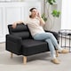 image 2 of HOMCOM 2 Seater Sofa, Modern Faux Leather Couch Settee, Upholstered Small Sofa Loveseat with Wood Legs, Side Pocket for Living Room, Bedroom, Office, Black