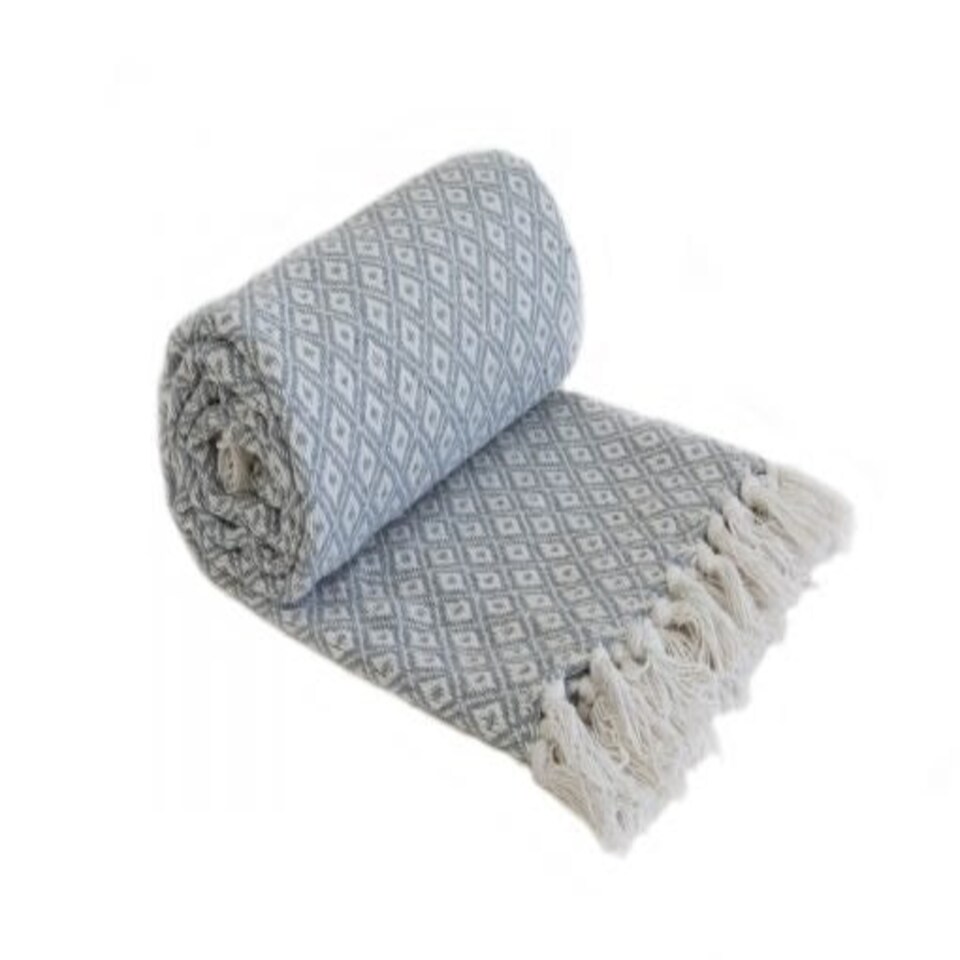 image 1 of Stockholm Collection Recycled Cotton Throw in Silver (50" x 60") Grey | Grey