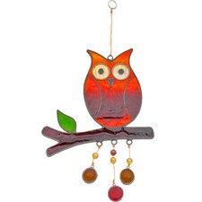 Something Different Owl On A Branch Sun Catcher | Orange | Orange | One Size | 1