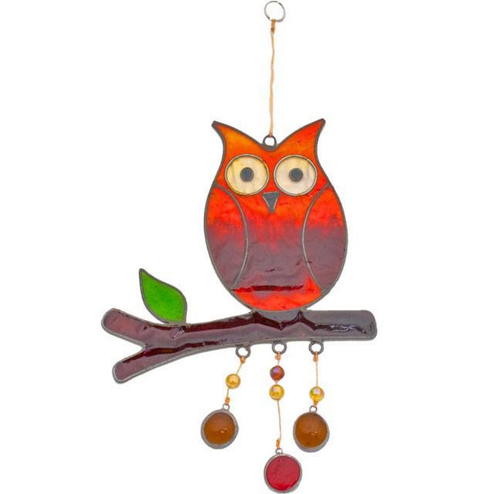 Something Different Owl On A Branch Sun Catcher | Orange | Orange | One Size | 1