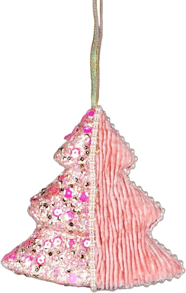 image 1 of 12cm Tree Baby Pink - Christmas Hanging Decoration