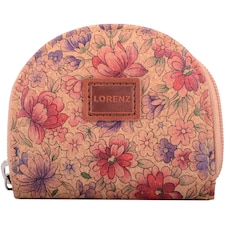 Lorenz Womens Horse Shoe Semi Circle Cork Coin / Money Purse / Holder Floral Design | Brown | Little Flowers