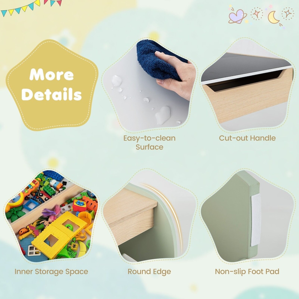 image 1 of COSTWAY Wooden Kids Table and Chair Set with Storage Green