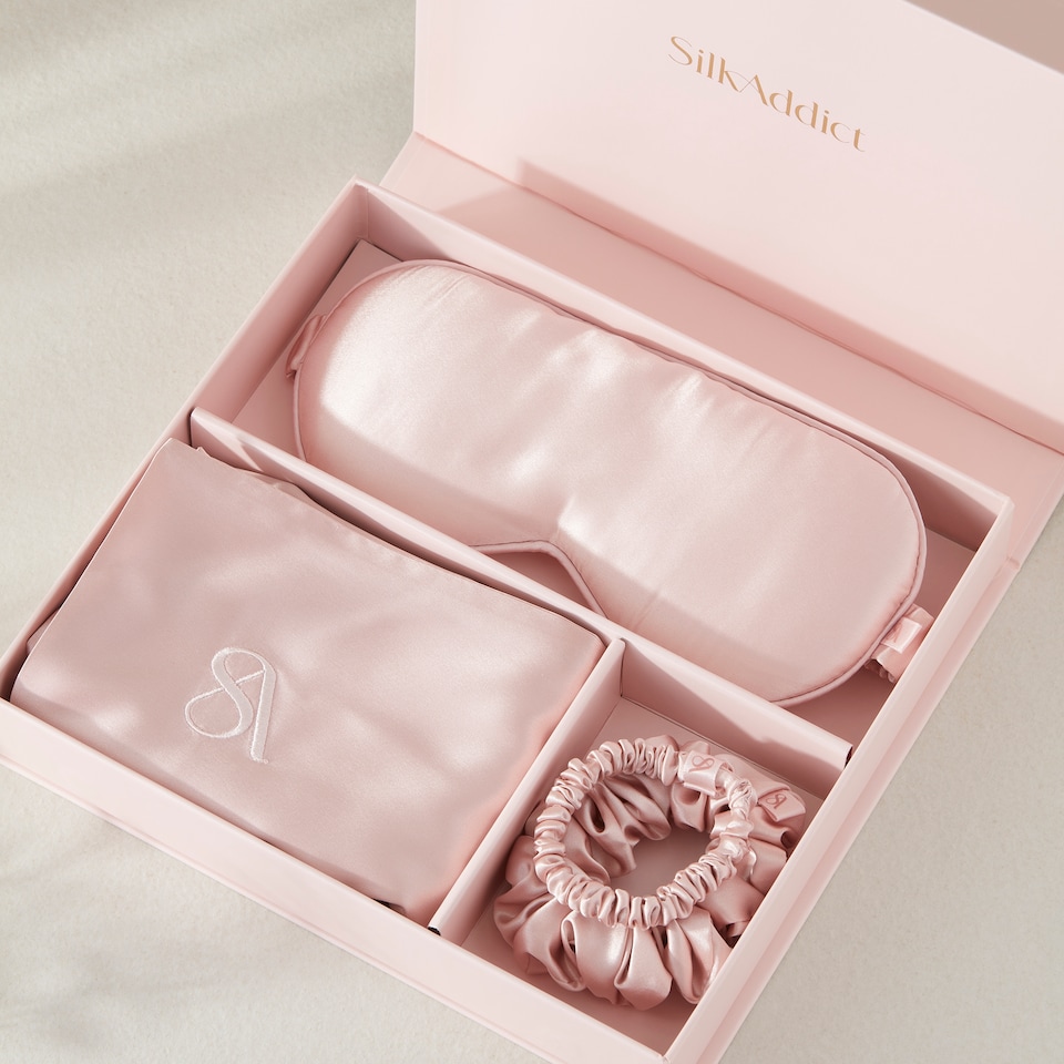 image 1 of Silk Addict 100% Mulberry Silk Gift Set - Pale Pink