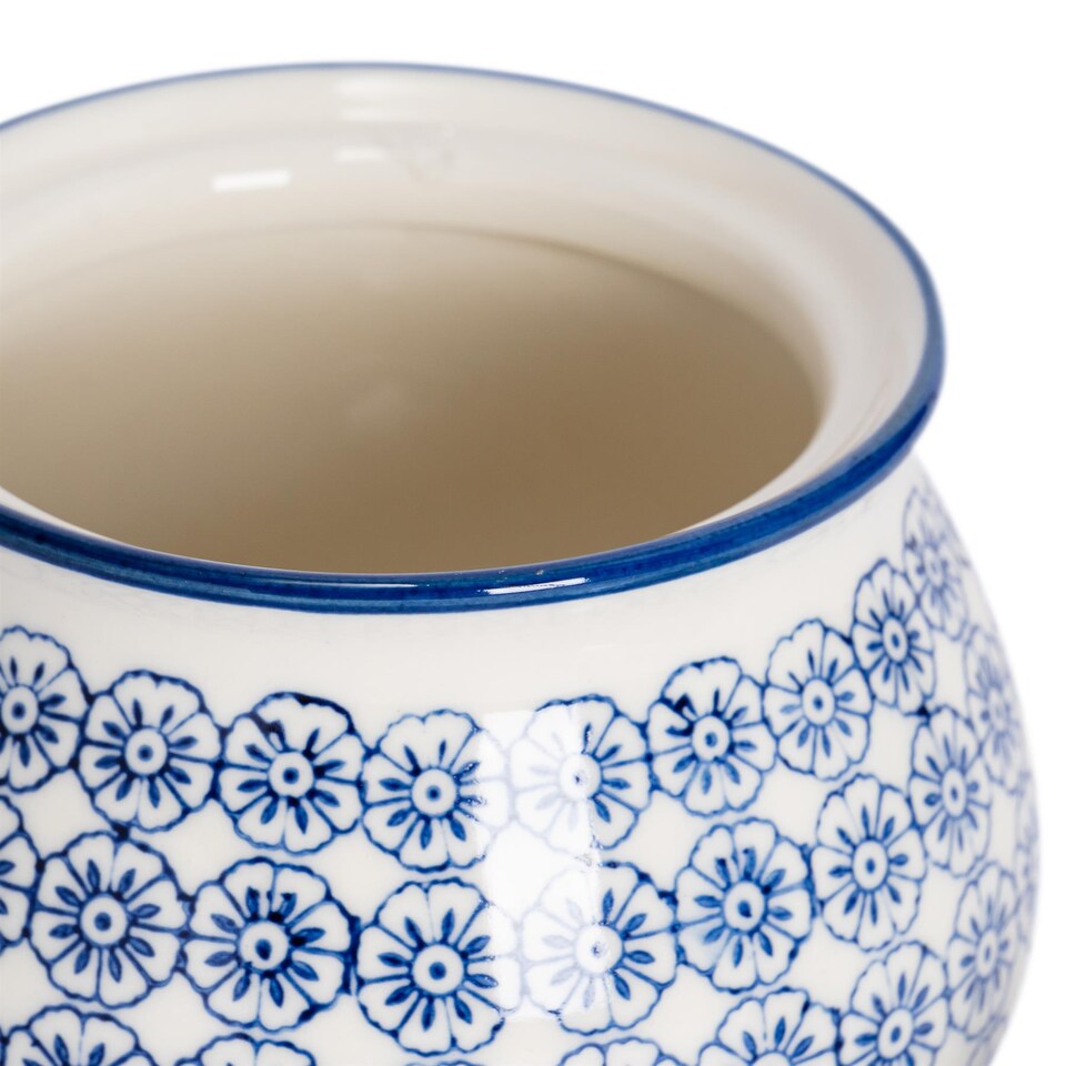 image 1 of Nicola Spring Hand-Printed Sugar Bowl - 10cm - Navy | Blue | Blue