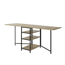 SoBuy Modern Industrial Folding Dining Table with 3 Shelves, Light Oak, 70.9x23.6x30.3 inches, 22.4 kg - FWT62-N