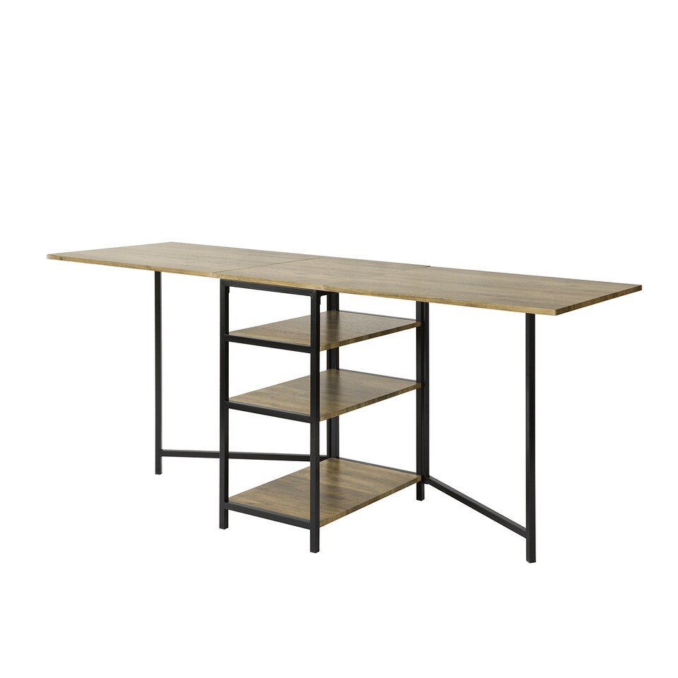 image 1 of SoBuy Modern Industrial Folding Dining Table with 3 Shelves, Light Oak, 70.9x23.6x30.3 inches, 22.4 kg - FWT62-N