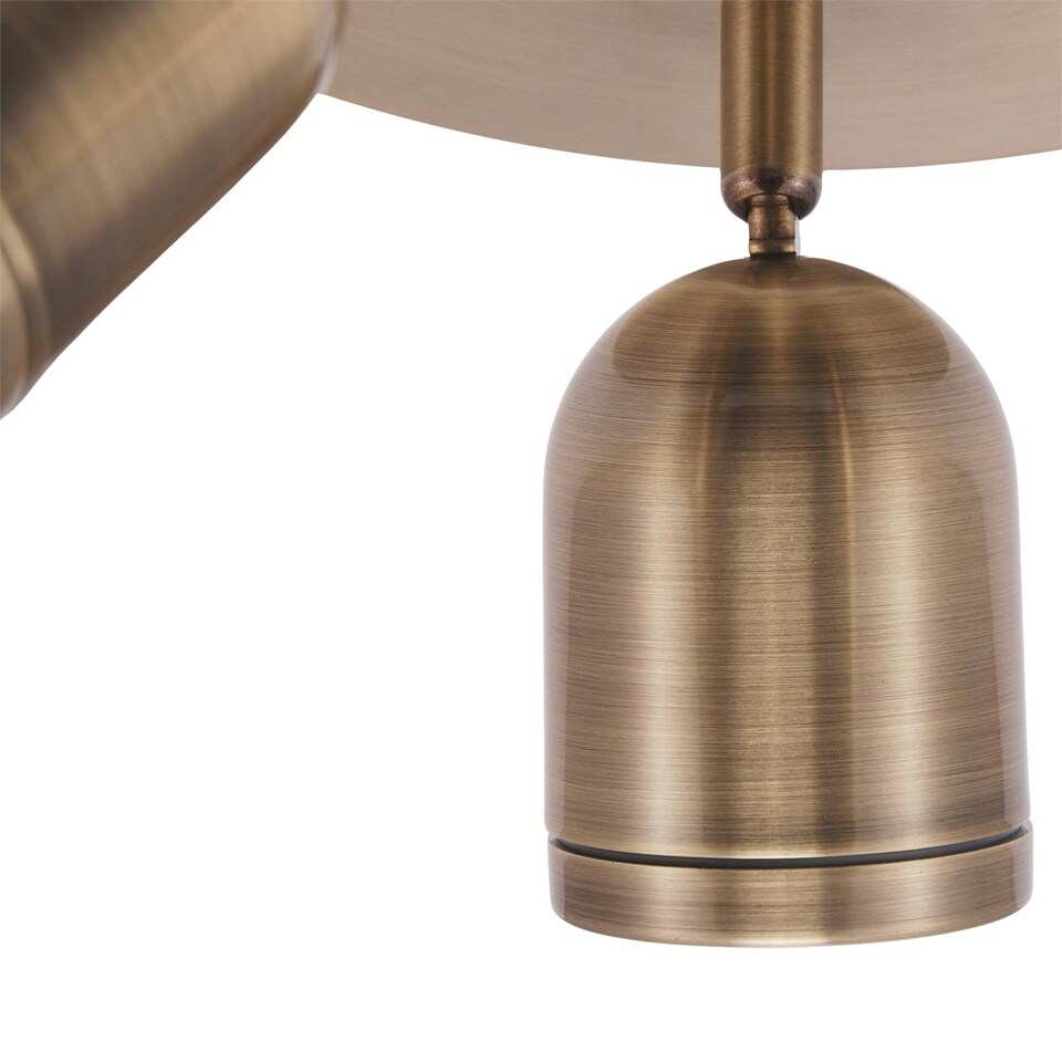 image 1 of Modern Triple Spot IP44 Antique Brass Bath Ceiling Light with Adjustable Heads Gold